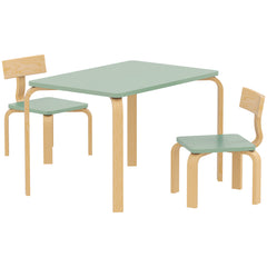Table enfant avec chaises, lot table et 2 chaises enfant en bois pour dessiner, jouer, étudier, 78x53x53cm, vert