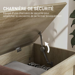 Coffre de rangement, coffre à jouets, avec charnière de sécurité, pour salon, en bois, 80 x 40 x 45 cm, bois naturel