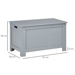 Coffre de rangement avec charnières de sécurité boîte de rangement en bois coffre à jouets couvercle rabattable gris