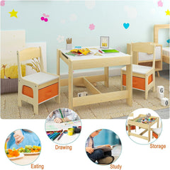 WOLTU Table et Chaises pour Enfants, 3 Pièces, Mobilier pour Enfants, avec Espace de Rangement