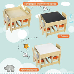 WOLTU Table et Chaises pour Enfants, 3 Pièces, Mobilier pour Enfants, avec Espace de Rangement