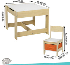 WOLTU Table et Chaises pour Enfants, 3 Pièces, Mobilier pour Enfants, avec Espace de Rangement