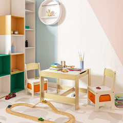 WOLTU Table et Chaises pour Enfants, 3 Pièces, Mobilier pour Enfants, avec Espace de Rangement