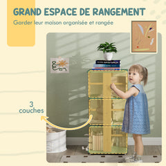 Bibliothèque enfant avec roulettes, rangement livre enfant 3 niveaux pour salle de jeux, chambre d'enfant, vert
