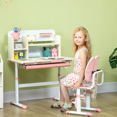 Ensemble bureau et chaise pour enfants hauteur réglable et plateau inclinable 0-60° table 80 x 52 x 88-109 cm rose