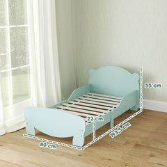 Lit enfant 70x140 cm avec barrières de sécurité thème d'ours pour garçons, filles, âgés de 3 à 6 ans, vert