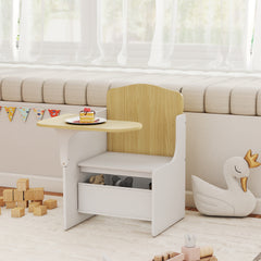 Bureau et chaise pour enfants avec bac de rangement, ensemble table d'activité 2-en-1 pour dessin lecture et jeux, blanc