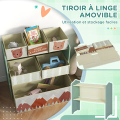 Meuble de rangement enfant avec 6 boîtes amovibles en tissu non tissé Organisateur de jouets, étagère 63L x 30l x 66H cm