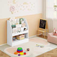 WOLTU Étagère à Livres pour Enfants, Bibliothèque pour Enfants avec 5 Compartiments, Étagère de Rangement Montessori, Blanc
