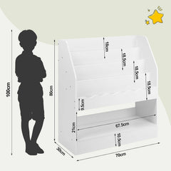 WOLTU Étagère à Livres pour Enfants, Bibliothèque pour Enfants avec 5 Compartiments, Étagère de Rangement Montessori, Blanc