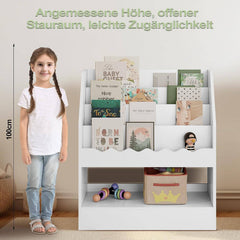 WOLTU Étagère à Livres pour Enfants, Bibliothèque pour Enfants avec 5 Compartiments, Étagère de Rangement Montessori, Blanc