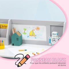 Ensemble table et chaise pour enfant avec tableau blanc - bureau pour enfant +5 ans - 90L x 45l x 85H cm Gris