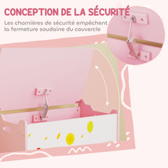 Coffre à jouet enfant coffre de rangement enfant couvercle rabattable motif animal 60 x 37 x 39 cm rose