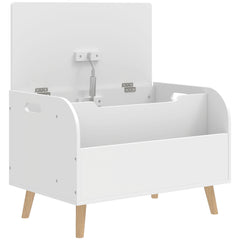 Coffre à jouet enfant, coffre de rangement enfant, couvercle rabattable et compartiment ouvert, 60x40x43cm, blanc