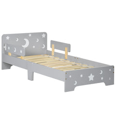 Lit pour enfants de 3 à 6 ans design étoiles et lune sommier à lattes inclus chambre moderne 143 x 76 x 49 cm gris