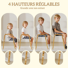 Lot de 2 chaises pour enfants réglables en hauteur fauteuil enfants en bois massif avec accoudoirs 39x34x61,5cm blanc