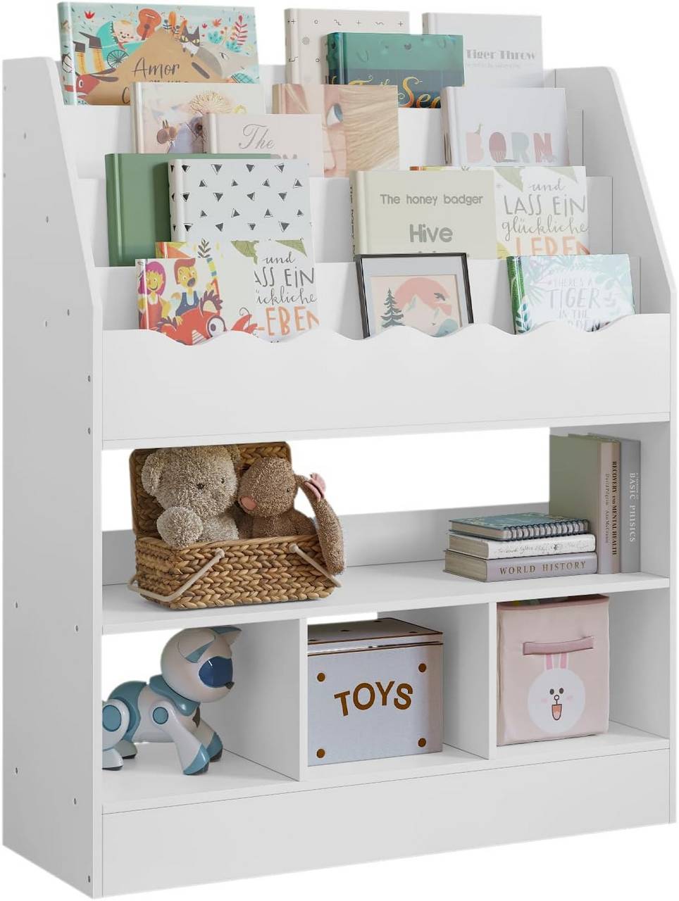 WOLTU Étagère à Livres pour Enfants, Bibliothèque à 6 Compartiments, Étagère de Rangement Montessori, Blanc
