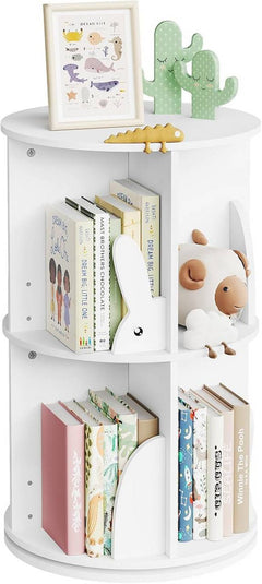 WOLTU Children's bookcase, rotating children's shelf with 2 levels, free-standing, white