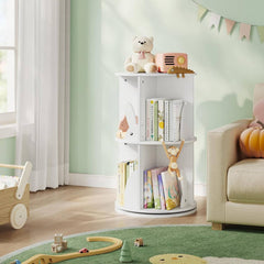 WOLTU Children's bookcase, rotating children's shelf with 2 levels, free-standing, white