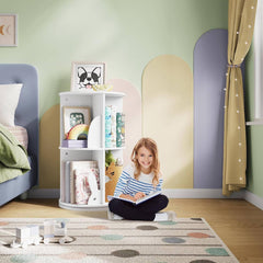WOLTU Children's bookcase, rotating children's shelf with 2 levels, free-standing, white