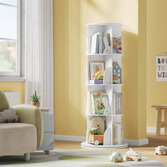WOLTU Children's bookcase, rotating children's shelf with 4 levels, free-standing, white