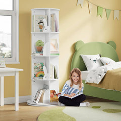 WOLTU Children's bookcase, rotating children's shelf with 4 levels, free-standing, white