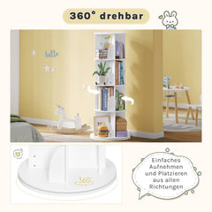 WOLTU Children's bookcase, rotating children's shelf with 4 levels, free-standing, white