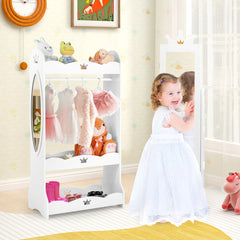 Costway Armoire a Bijoux pour Enfants Miroir sur Pied avec Grande Capacité de Rangement et Base Pivotante Miroir de Courtoisie pour Enfants Blanc
