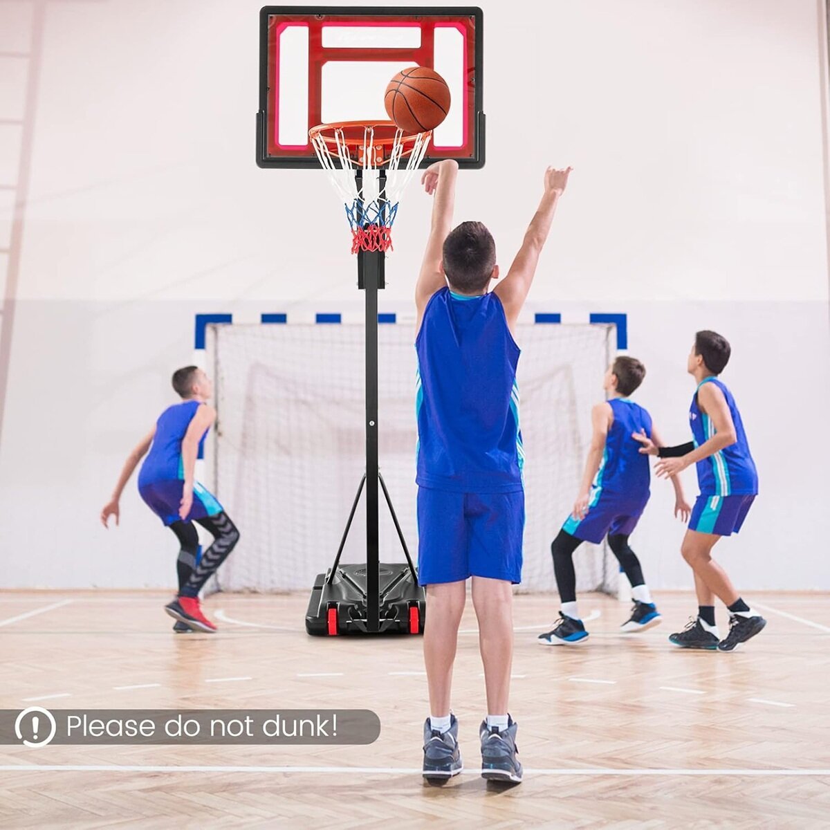 Costway Panier de Basket sur Pied Hauteur Réglable 1,05-2,6 m pour Enfants et Adultes+Porte-ballon de Basket à 3 Niveaux Support de Rangement Noir