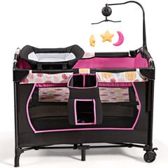 Costway 3 en 1 Lit Parapluie pour Bébé avec Table à Langer pour Bébé 0-36 Mois Hauteur Réglable