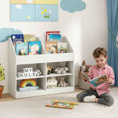 Costway Bibliotheque Enfant 4 Niveaux avec 4 Cubes 4 Compartiments Ouvertes&Anti-Basculement Presentoir Bebe Montessori Charge 60KG Blanc