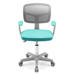 Costway Chaise de Bureau à Roulettes pour Enfants Verrouillage automatique Soutien Lombaire Siège Pivotant Hauteur Réglable 80 - 91,5 CM 3 -10 Ans Vert fonce