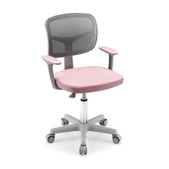 Costway Chaise de Bureau à Roulettes pour Enfants Verrouillage automatique Soutien Lombaire Siège Pivotant Hauteur Réglable 80 - 91,5 CM 3 -10 Ans Rose