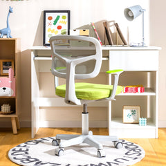 Costway Chaise de Bureau à Roulettes pour Enfants Verrouillage automatique Soutien Lombaire Siège Pivotant Hauteur Réglable 80 - 91,5 CM 3 -10 Ans Vert