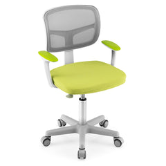 Costway Chaise de Bureau à Roulettes pour Enfants Verrouillage automatique Soutien Lombaire Siège Pivotant Hauteur Réglable 80 - 91,5 CM 3 -10 Ans Vert