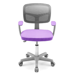Costway Chaise de Bureau à Roulettes pour Enfants Verrouillage automatique Soutien Lombaire Siège Pivotant Hauteur Réglable 80 - 91,5 CM 3 -10 Ans Violet