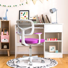 Costway Chaise de Bureau à Roulettes pour Enfants Hauteur Réglable Violet
