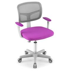 Costway Chaise de Bureau à Roulettes pour Enfants Hauteur Réglable Violet