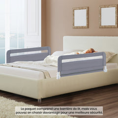 Costway Barrière de Lit Enfants 100 x 42 cm avec Sangles Barrière de Sécurité Pliable avec Tissu en Maille Respisante Angle Réglable 0°à 180° Gris
