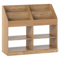 Costway Bibliotheque Enfant 4 Niveaux avec 4 Cubes 4 Compartiments Ouvertes&Anti-Basculement Presentoir Bebe Montessori Charge 60KG Naturel