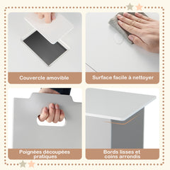 Costway 4 en 1 Table Enfants avec 2 Chaises Table d'activités avec Banc de Rangement & Couvercle Amovible Charge 30kg pour Enfants de 3 Ans+