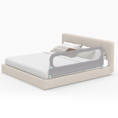 Costway Barrière de Lit Pliable pour Tout-Petits Barrière de Lit Bébé Ajustable de 178 CM avec Housse Amovible en Tissu Oxford Gris