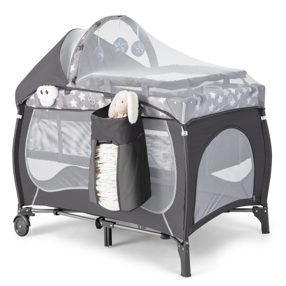 Costway Lit Parapluie Bébé avec Matelas&Moustiquaire Charge 9kg pour 0-36 Mois