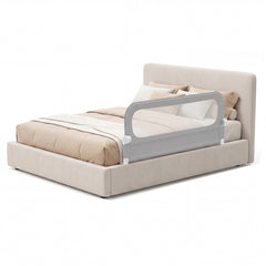 Costway Barrière de Lit Pliable pour Bébé Barrière de Lit Ajustable de 148 CM avec Housse Amovible en Tissu Oxford & Base en U Robuste Gris