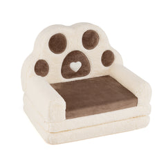 Costway 2-en-1 Chaise Pliante pour Enfants 18 à 36 Mois Canapé Enfant Housse Amovible Poche de Rangement à l'Arrière Marron