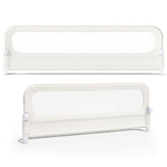 Costway Barrière de Lit Bébé Pliable Ajustable de 178 CM Blanc + Barrière de Lit Pliable Ajustable de 198 CM avec Housse Amovible Blanc