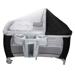 Costway Lit parapluie pour bébé 0-36 mois Lit bébé pliant à roulettes avec accessoires sac de transport, 120 x 60 x 76 cm, Noir