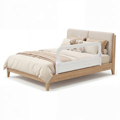 Costway Barrière de Lit Pliable pour Bébé Barrière de Lit Ajustable de 120 CM avec Housse Amovible en Tissu Oxford & Base en U Robuste Blanc