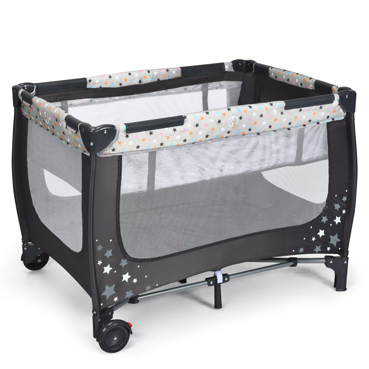 Costway Lit Parapluie pour bébé avec Matelas Roulettes Sac de transport Parc Bébé 0-36 Mois Charge Max : 15KG
