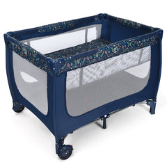 Costway Lit Parapluie pour bébé avec Matelas roulettes Sac de transport Parc Bébé 0-36 Mois Charge Max : 15KG Bleu